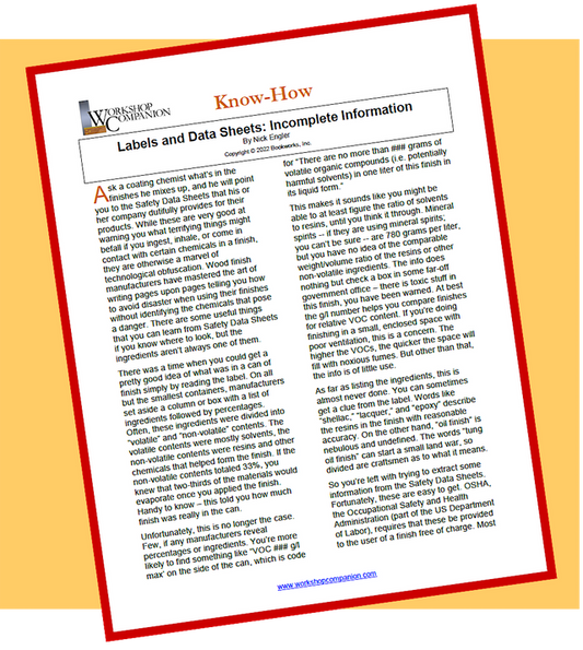 Labels and Data Sheets: Incomplete Information