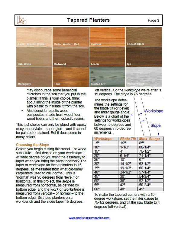 Tapered Planters Plan